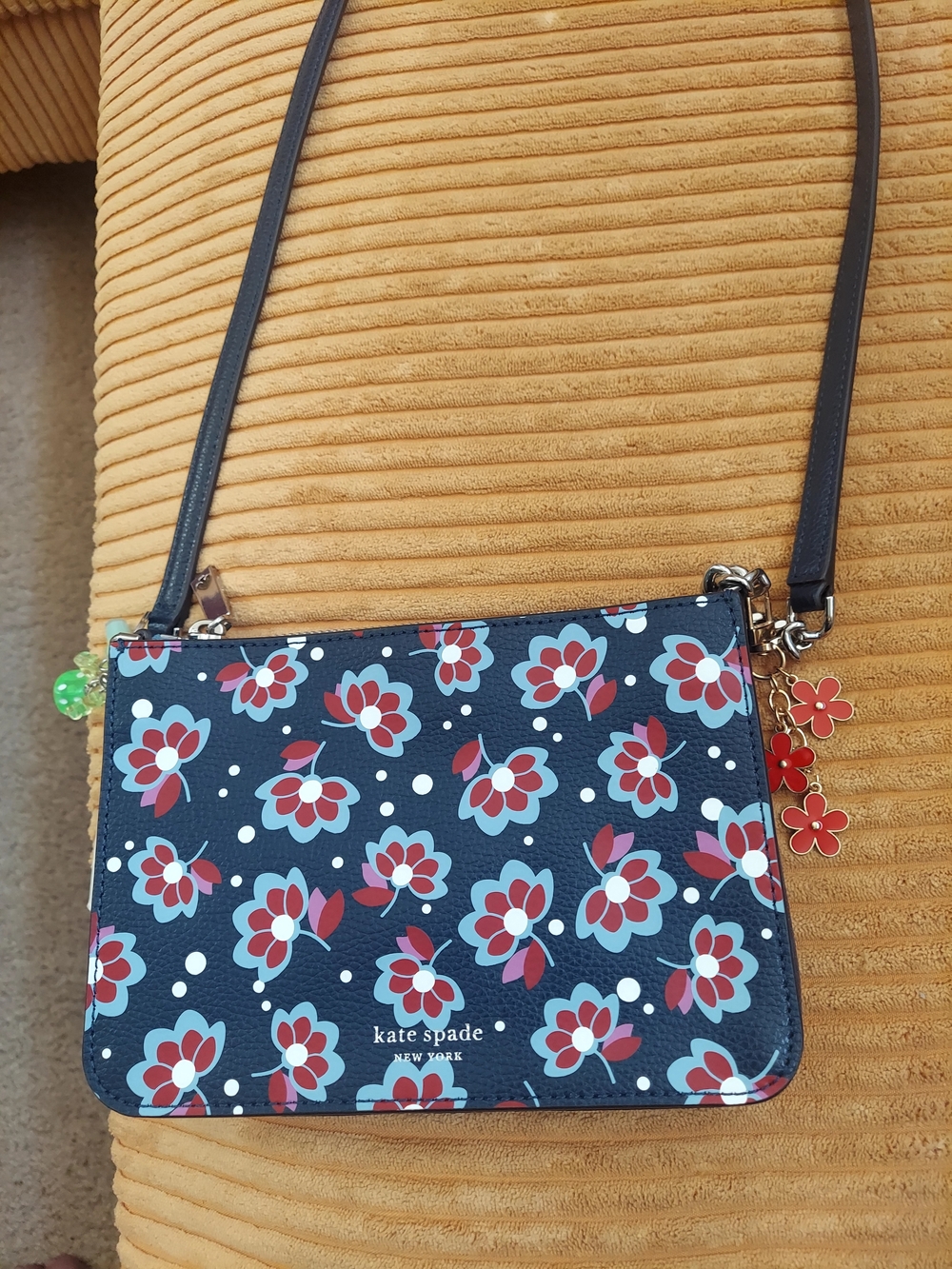 kate spade Navy Floral Crossbody with Red and Light Blue Flowers